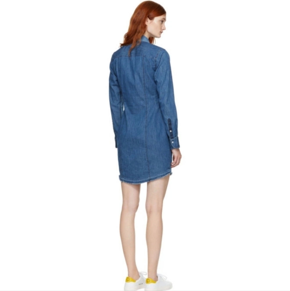 Rag And Bone Indigo Blue Denim Destroyed Sadie Dress Size Small - Picture 2 of 5